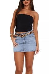 Multi-Color High-Waisted Denim Mini Skirt